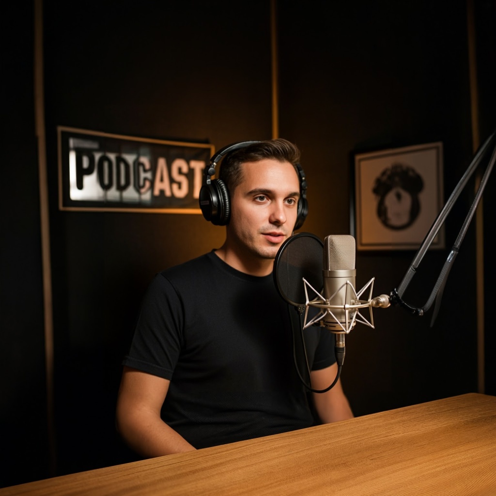 Speaker registra il testo di un podcast